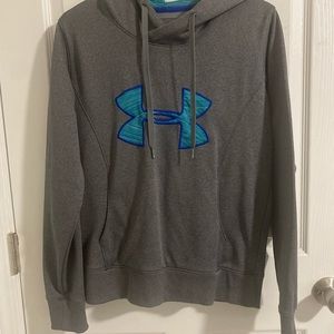 Grey and green Under armour hoodie size medium. Has pockets!